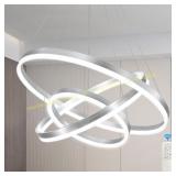 31.5" Nickel Modern LED Chandelier, 3 Ring