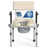 Drop-Arm Bedside Commode with Padded Seat