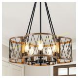Farmhouse 5-Light Wood Grain Pendant
