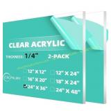 2 Pack Plexiglass Sheet 1/4" x 24"