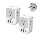 TESSAN European Plug Adapter USB C 4-outlet