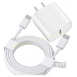 USB-C Fast Charger for iPad/Phone, 6ft Cable