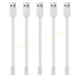 6-Inch Flat White Micro USB Cable 5-Pack