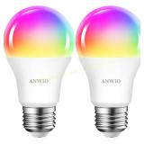 ANWIO Smart Light Bulb 2 Pack, WiFi/Bluetooth