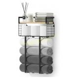 Xstydes Wall Towel Rack with Storage Basket