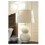 Saffi Ceramic Table Lamp Cream: Gourd Base