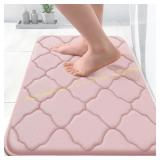 OLANLY Memory Foam Bath Mat Rug 24x16, Pink