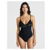 No Boundaries Crinkle One-Piece Swimsuit Sz M Blue