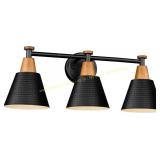 FEMILA Black 3-Light Vanity Lights with Shade