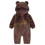 Newborn Winter Romper Fleece Hooded Jumpsuit