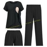 Ekouaer 3Pcs Maternity Pajamas Set Size XL