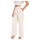 FUNYYZO Fall Wide Leg Pants, Elastic Waistback siz