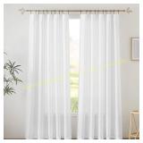 RYB HOME White Linen Curtains 70x84, 2pcs