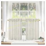 DriftAway Tier Curtains - Striped Linen 36"