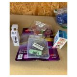 Thumb brace with pins, name badges, gem Art
