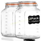 2-Pack Square Wide Mouth Glass Jars with Lids