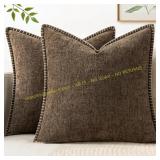 MIULEE 2-Pack 18x18 Chenille Pillow Covers