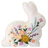 Easter Floral Bunny Velvet Throw Pillow (14")