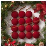 Brightown 15 Red Velvet Balls, 3.15" ornaments