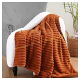 Burnt Orange Sherpa Throw Blanket 50 60