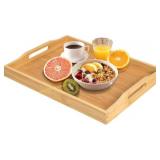 Bamboo Serving Tray with Handles Beige