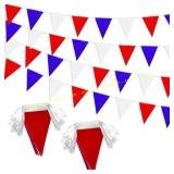 LoveVC Red White Blue Pennant Banner 60pcs