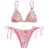ZAFUL Ribbed Straps Front Closure Bikini Set