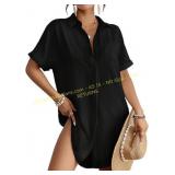 (M ) Bsubseach Women Swimsuit Cover-Up Shirt Dress