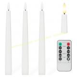 2 sets of 3 Flameless 3D Wick Taper Candles, 9.6"