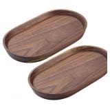 Vandroop Mini Serving Trays (Set of 2) Walnut