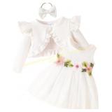 Baby Girl 3Pcs Dress Set: Embroidery Dress size 12