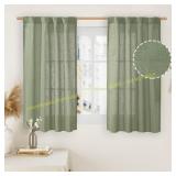 LAMIT Sage Green Linen Curtains 34x48 Back Tab