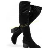 Katliu Women s Knee-High Suede Boots, Zipper size