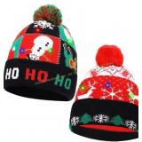 LED Christmas Beanie Hats - Light-up Snowman