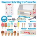 Melofaver Wooden Ice Cream Counter Playset