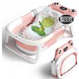 BUNWAG Collapsible Baby Bathtub, Foldable Pink