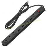 Metal 8-Outlet Mountable Power Strip, 3ft cord