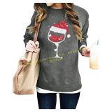 SUPEYA Women Red Wine Glass Sweatshirt