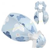 Butterflies Scrub Cap with Button for Women