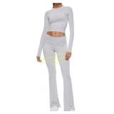 2 Piece Lounge Flare Set L, pink sweatpants L
