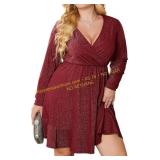 Blue size 16w Zeagoo Plus Size Glitter V-Neck Dres