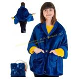 EzrAllora Poncho Blanket with Sherpa (Blue)