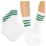 2 Pairs Retro Stripe Tube Socks, Unisex Crew