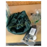 Green Satin bonnet, hair tie, and zipper