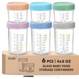 DRKIO 6-Pack Glass Baby Food Jars 4 oz