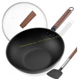 Todlabe Carbon Steel Wok with Cover, Spatula