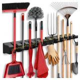 2 Pack Mop & Broom Holder, Wall Mount, Black
