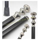 Wooden cane with brass knob, 37" Black/Silver