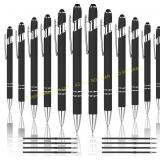 12Pcs 2in1 Stylus Pen with Tip (Silver/Black)