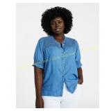 Terra & Sky Plus Size Smock Top Sz 3X Black